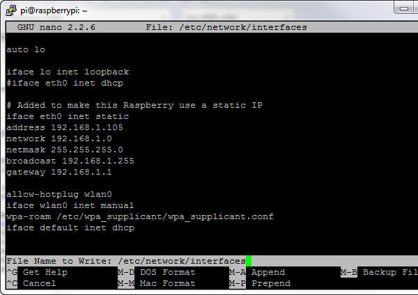 raspberry pi 2 iface eth0 inet manual