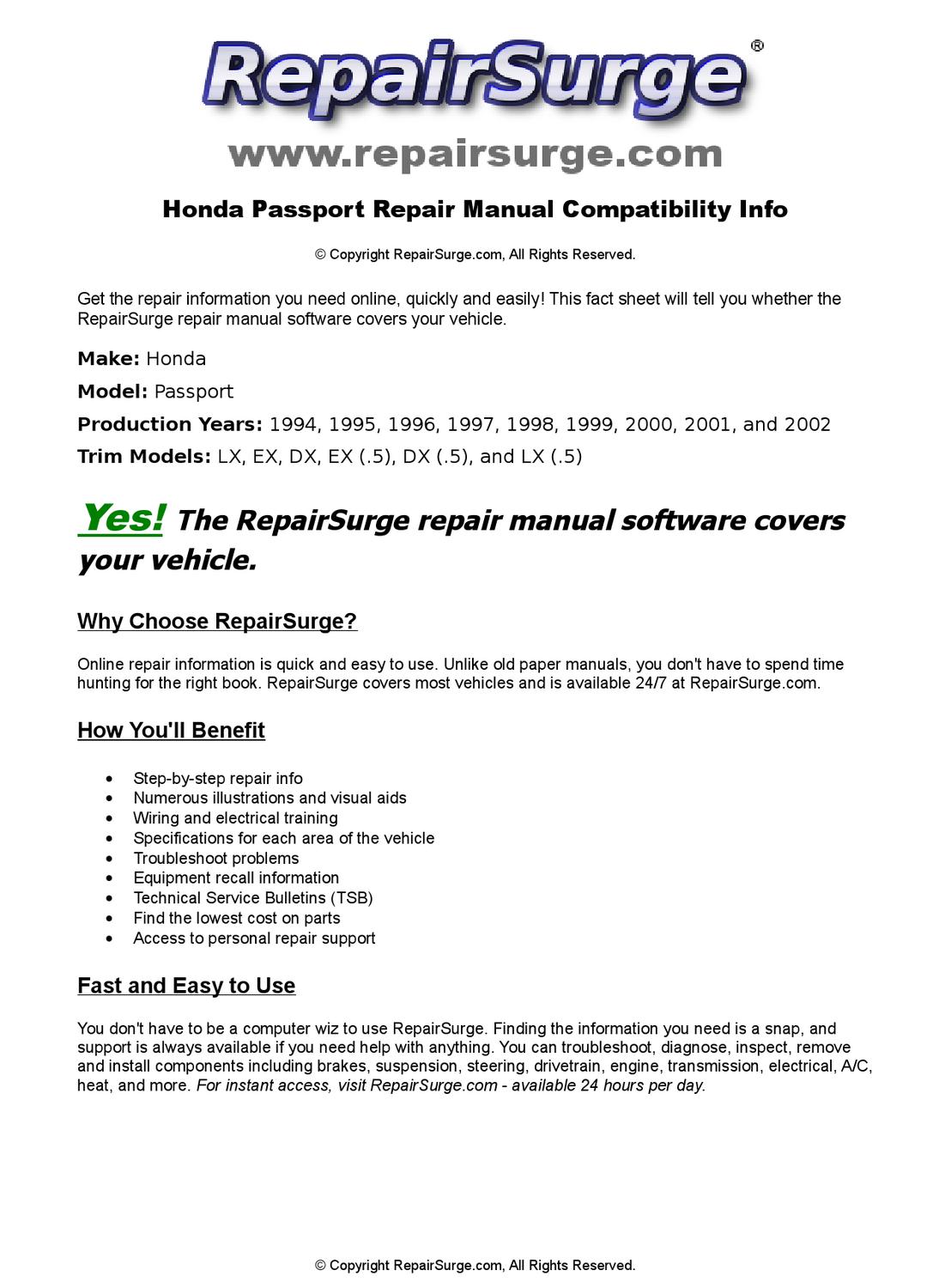 1994 honda passport service manual