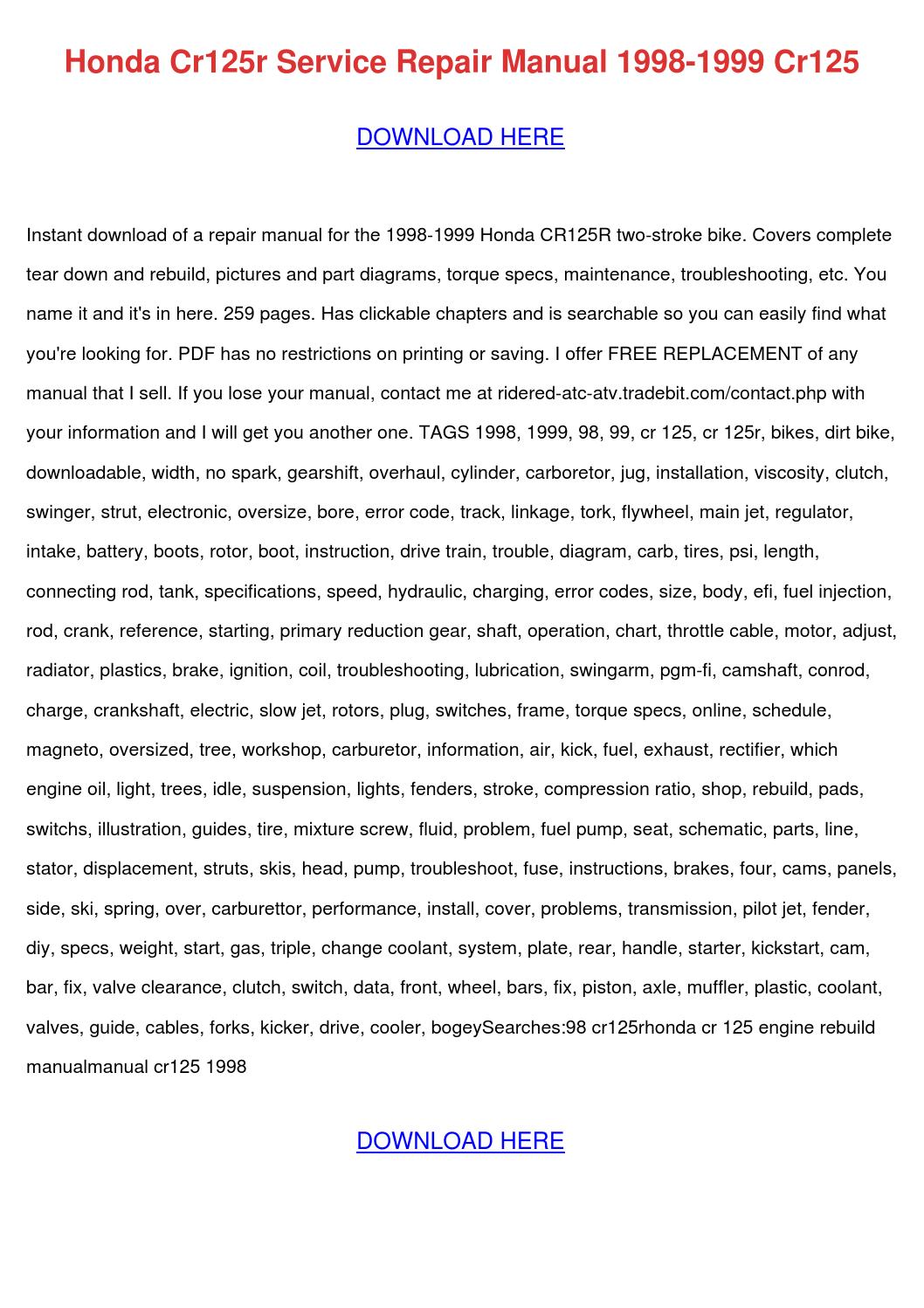 1999 honda cr125r service manual pdf