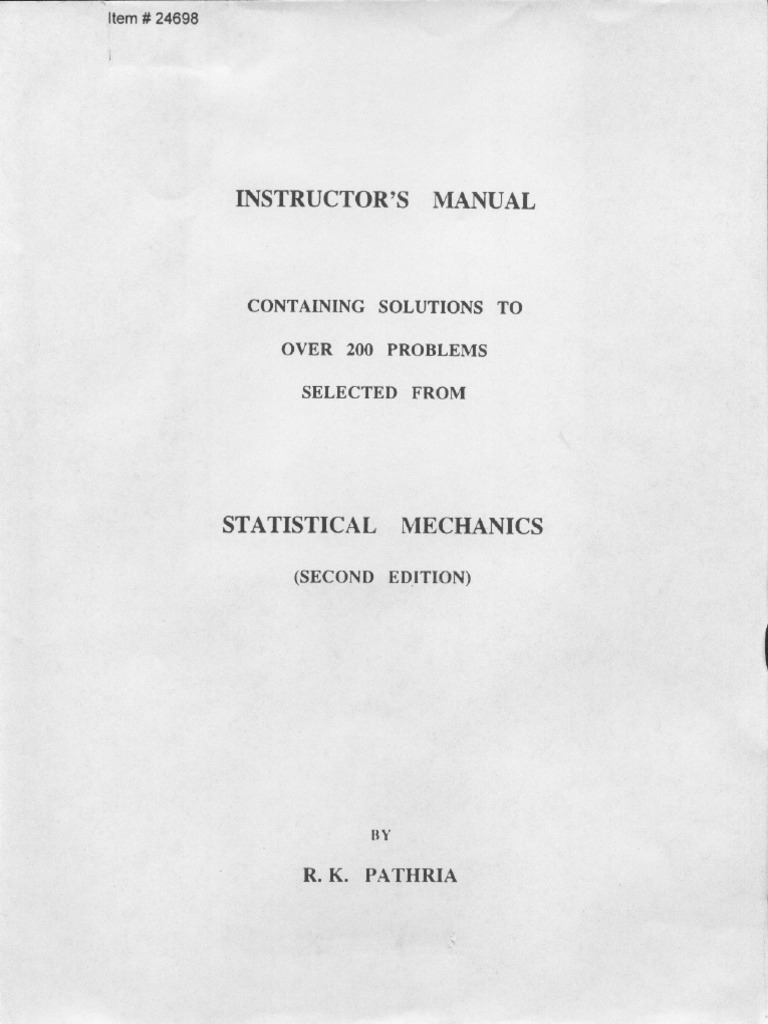 statistical mechanics pathria solutions manual free download