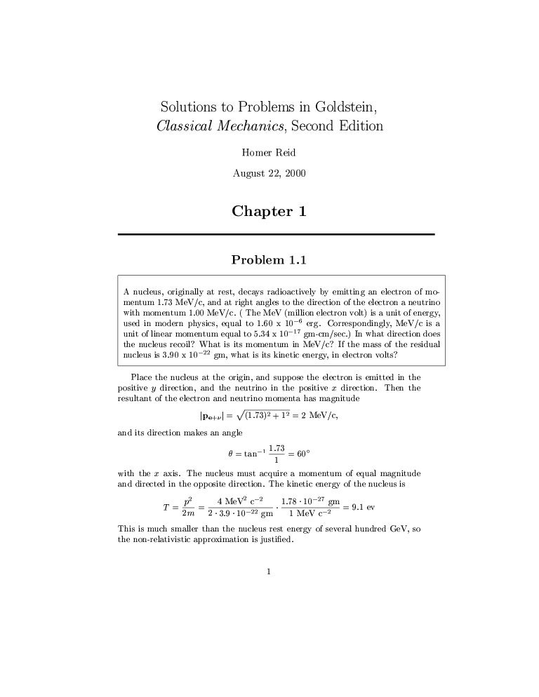 goldstein solution manual classical mechanics