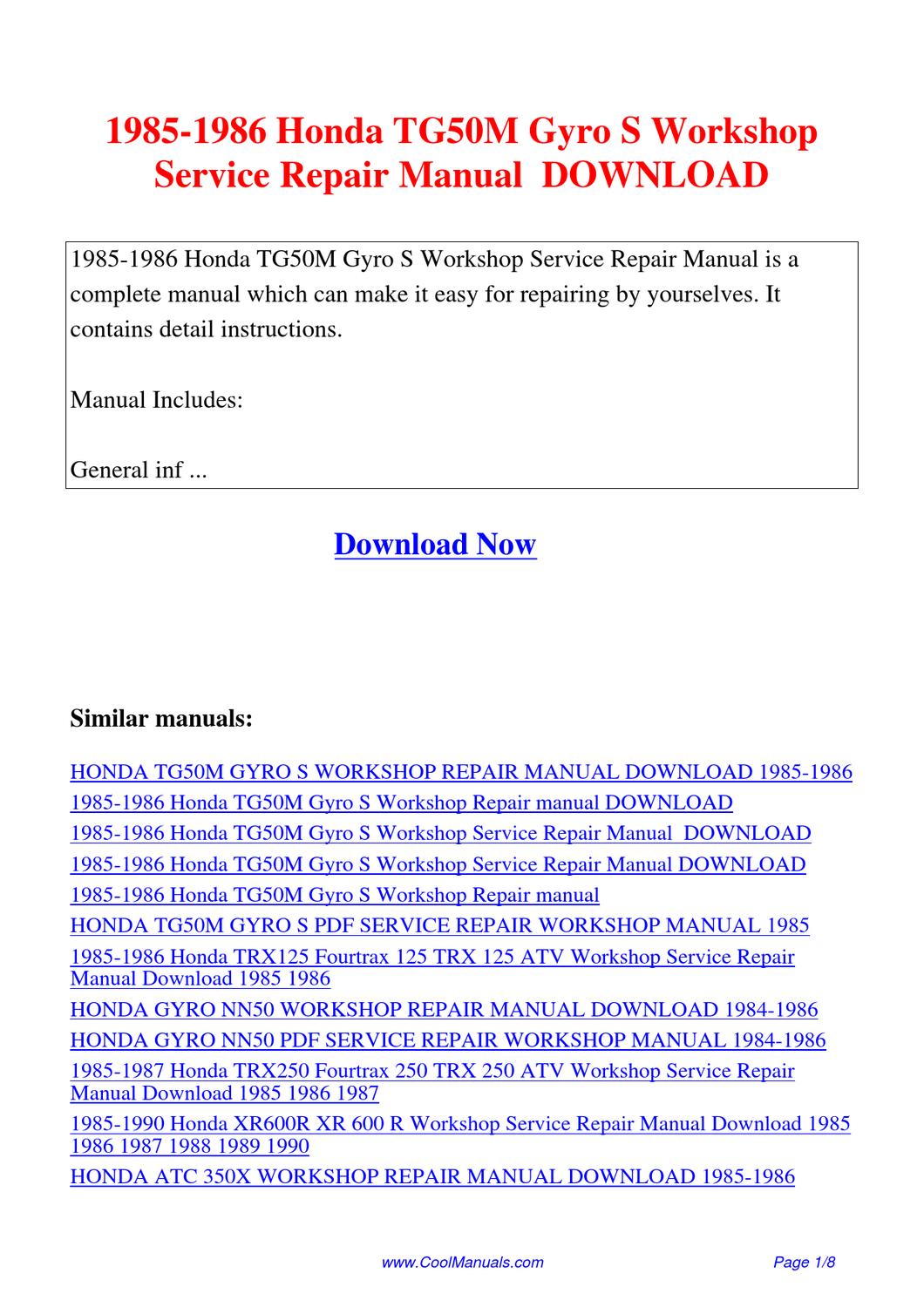 honda gyro canopy service manual pdf